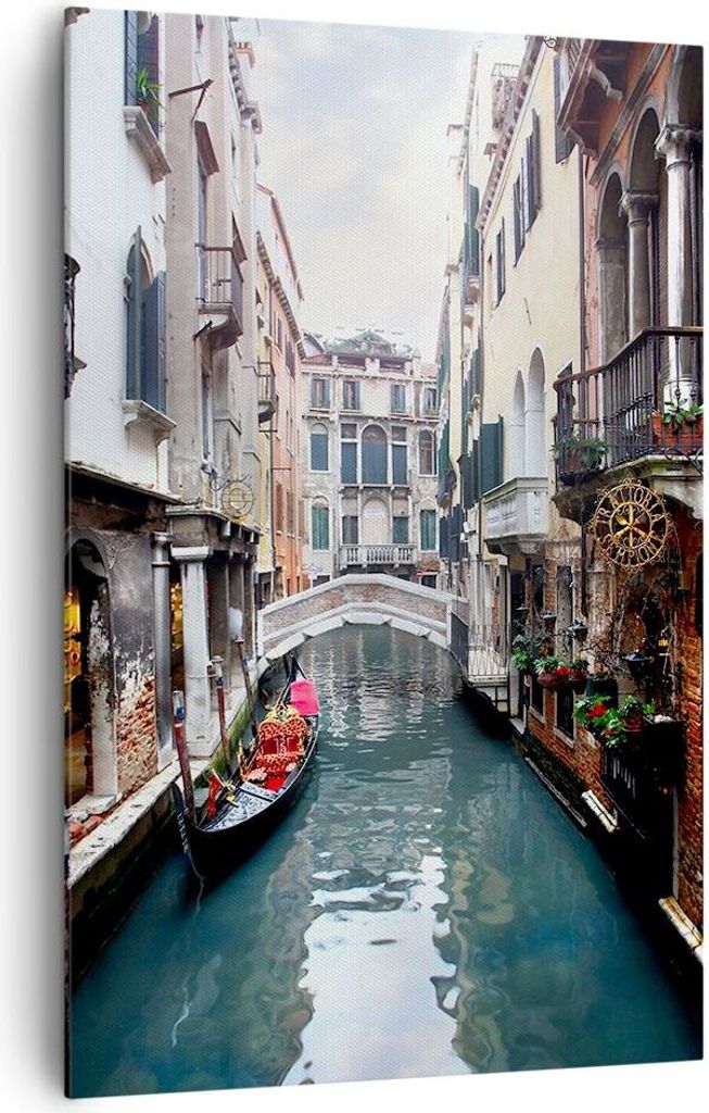 Bild auf Leinwand - Leinwandbild - Einteilig - Boot Brücke Tourismus Venedig - 80x120cm - Wand Bild - Wandbilder - Leinwanddruck - Wanddekoration ...