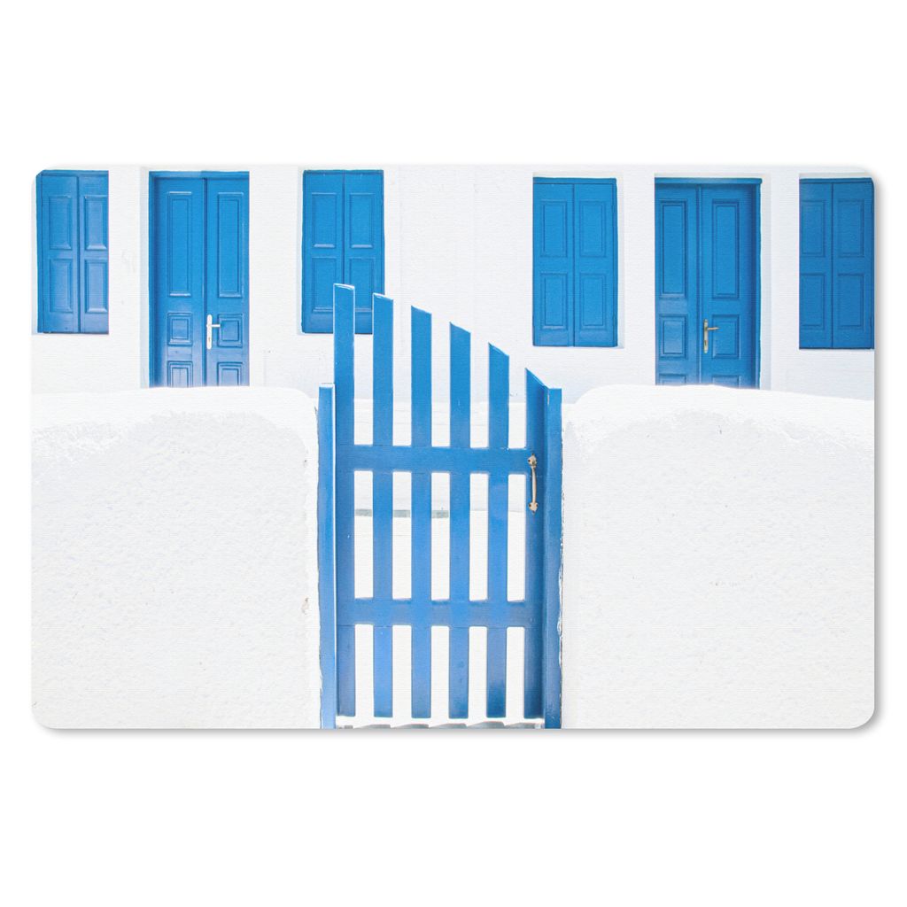 MuchoWow Mauspad Mousepad Architektur - Zaun - Weiß - Blau - Türen 27x18 cm - Mousepads - Maus Mat - Pad - Mausunterlage - Büroartikel - Desk ...