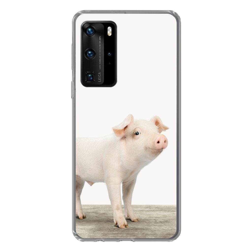 MuchoWow Handyhülle Schutzhülle Hülle für Huawei P40 Pro Ferkel - Groß - Tiere - Rosa - Jungen - Mädchen - Kinder Silikon Softcase Handy H...