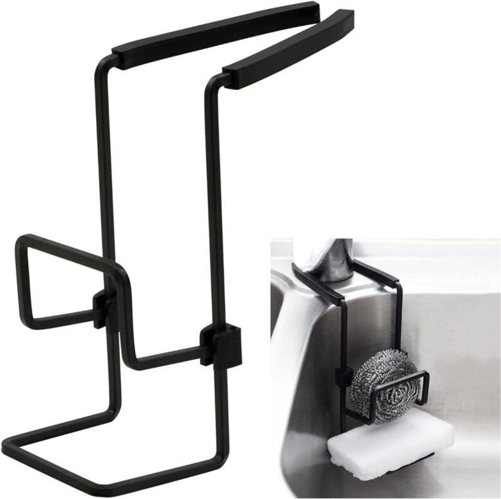 Hängender Küchenschwammhalter – Wasserdichte Metall-Spülbeckenhalterung, kein Bohren erforderlich, Aufbewahrung für Schwämme, Seifenbürsten...