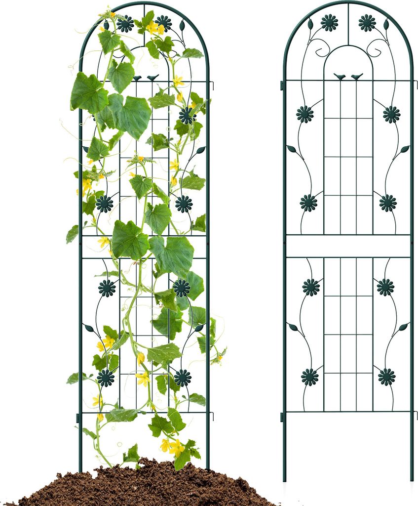 GOPLUS 2-teiliges Rankgitter aus Metall, Rankhilfe 180cm hoch, Sichtschutz Garten, Rosenspalier, Ranknetz, Rankgitter Balkon, Rankhilfe für Klette...