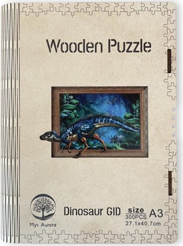 Holzpuzzle Dinosaurier A3 GID - leuchtet im Dunkeln