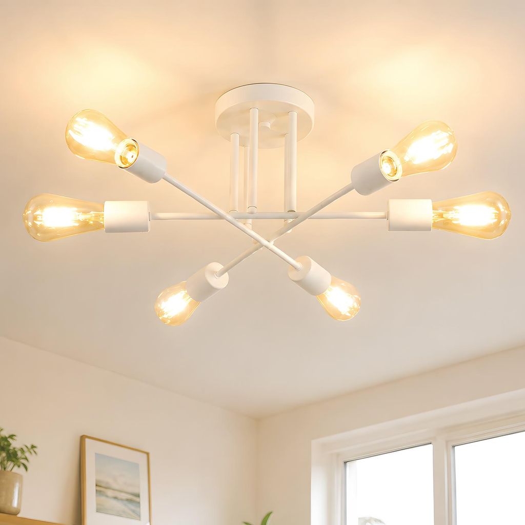ZMH Deckenleuchte Weiß  6 Flammig Deckenlampe Vintage Produktbild 