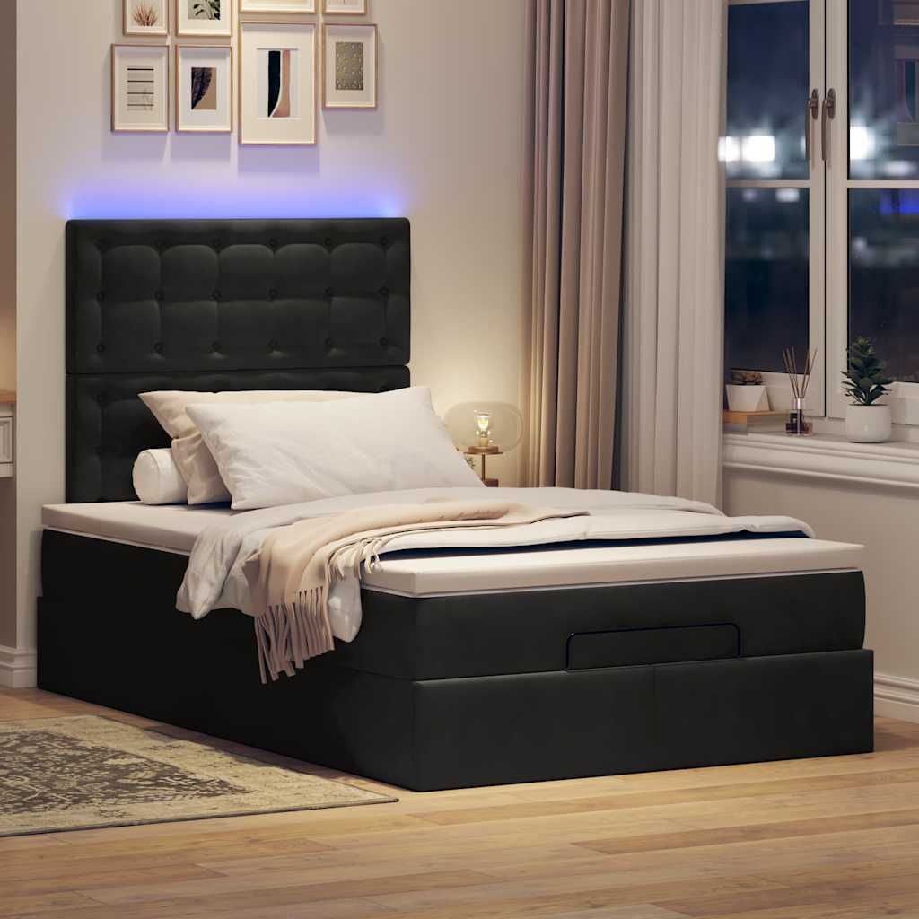 Maison Exclusive - Ottoman-Bett mit Matratzen & LEDs Schwarz 120x200 cm Samt