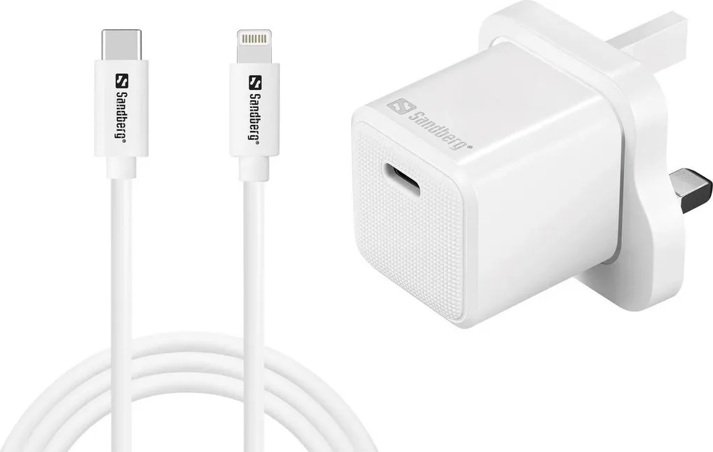 Sandberg - Alimentatore - 20 Watt - 3 A - PD (24 pin USB-C) - su cavo: Lightning - Gran Bretagna (441-64)