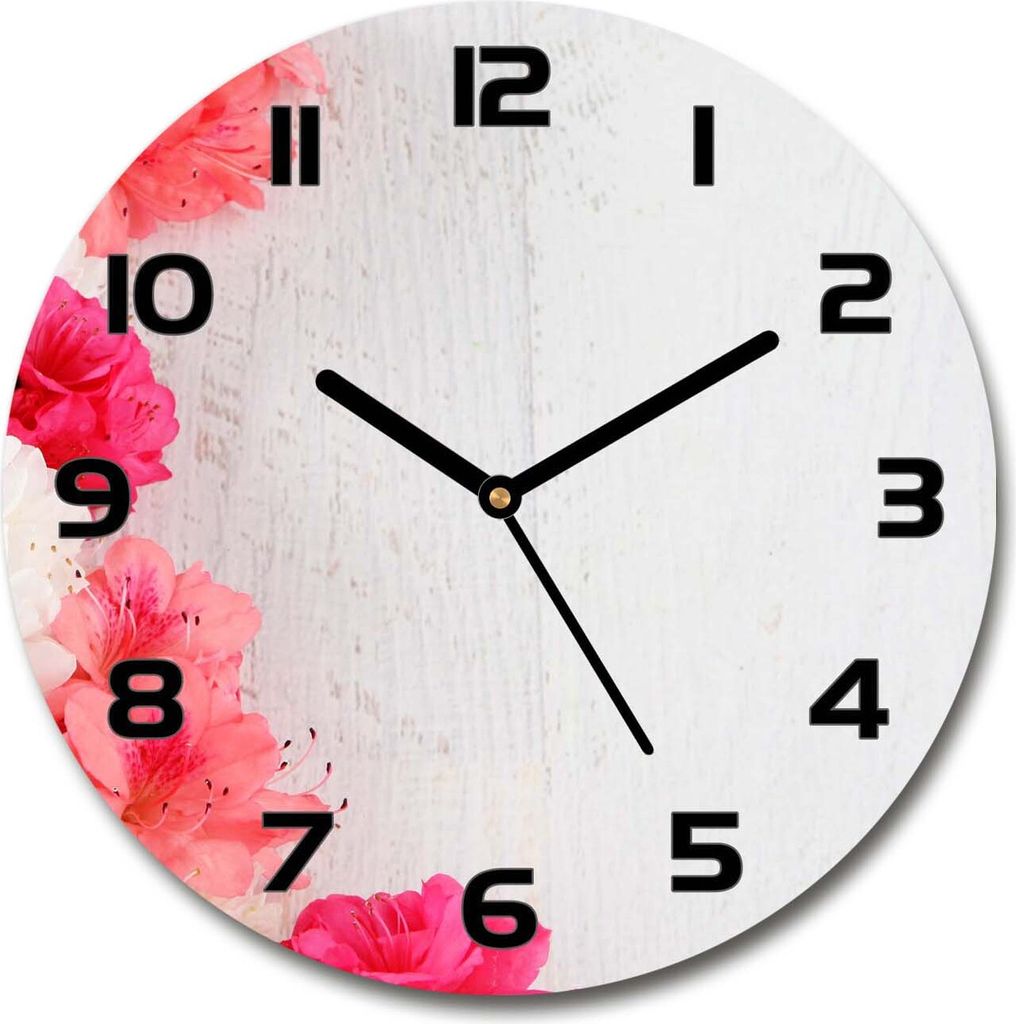 Wanduhr aus Glas 30fi Glasbild Glasuhr Gehärtetes Glas - schwarze-zeiger - flowers