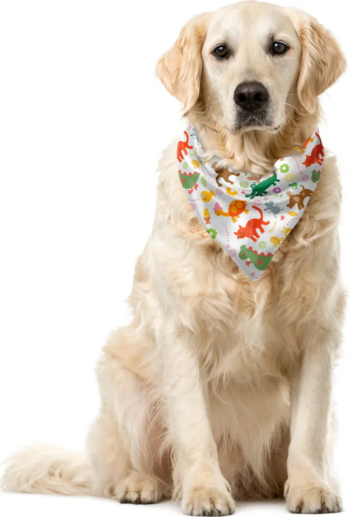 ABAKUHAUS Bandana per animali domestici, Jolly Cartoon Animals, 55x55 cm, multicolore