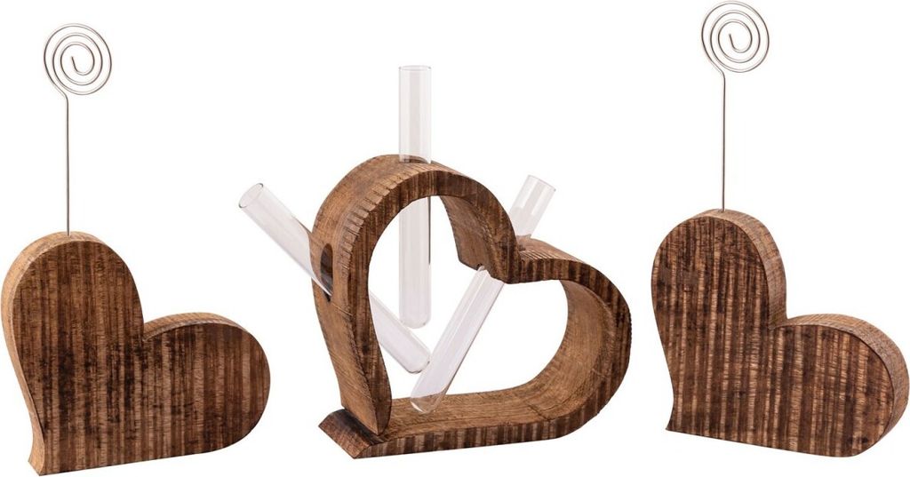 tinkaro Fotoständer JOST Set 3-teilig Mangoholz Fotohalter Braun