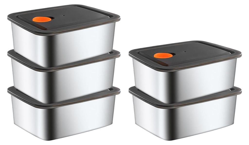 Lunchbox aus Edelstahl mit belüfteten Deckeln, wiederverwendbare Metall-Mahlzeitenboxen, stapelbarer, BPA-freier Lebensmittelbehälter für Snacks...