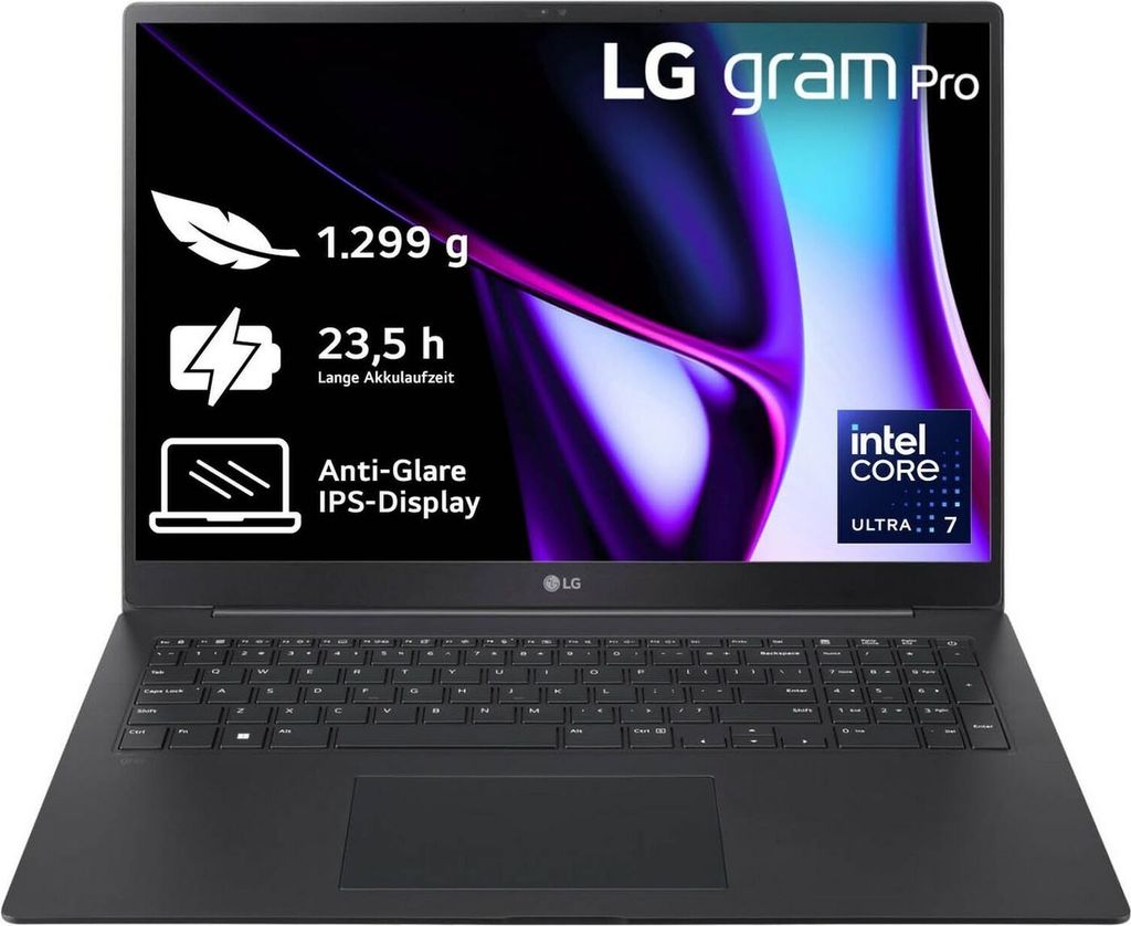 LG Gram Pro 17Z90SP-G Intel Core Ultra 7 155H Laptop 43.2 cm (17") WQXGA 16 GB LPDDR5x-SDRAM 1 TB SSD Wi-Fi 6E (802.11ax) Windows 11 Home Black