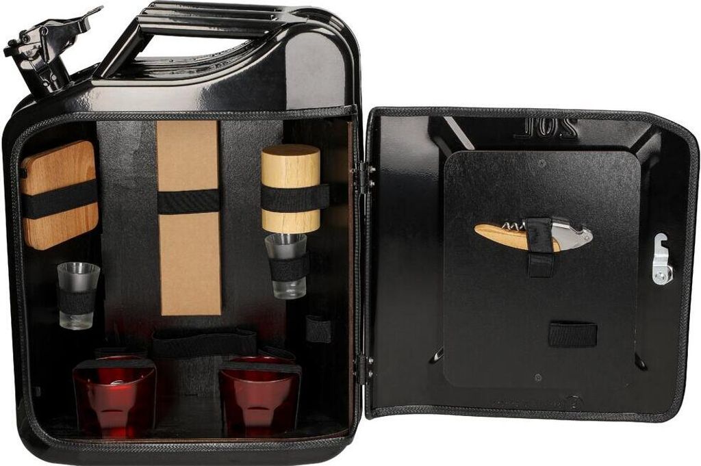 Mobile Minibar Set 1 'Canister' - Abschließbare Mini Bar im Benzinkanister-Design - ideal für Whisky & Schnapsliebhaber - perfektes Geburtstagsge...