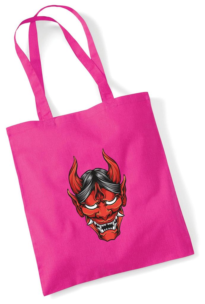 Huuraa Jutebeutel Oni Yōkai Japanische Mythologie 10 Liter Fuchsia Baumwolle Tasche Geschenkidee