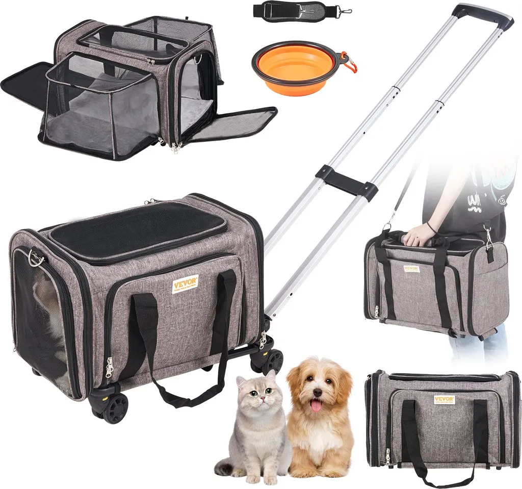 Trolley per Cani 4 Ruote 11,3kg | Trasportino Oxford 600D Pieghevole
