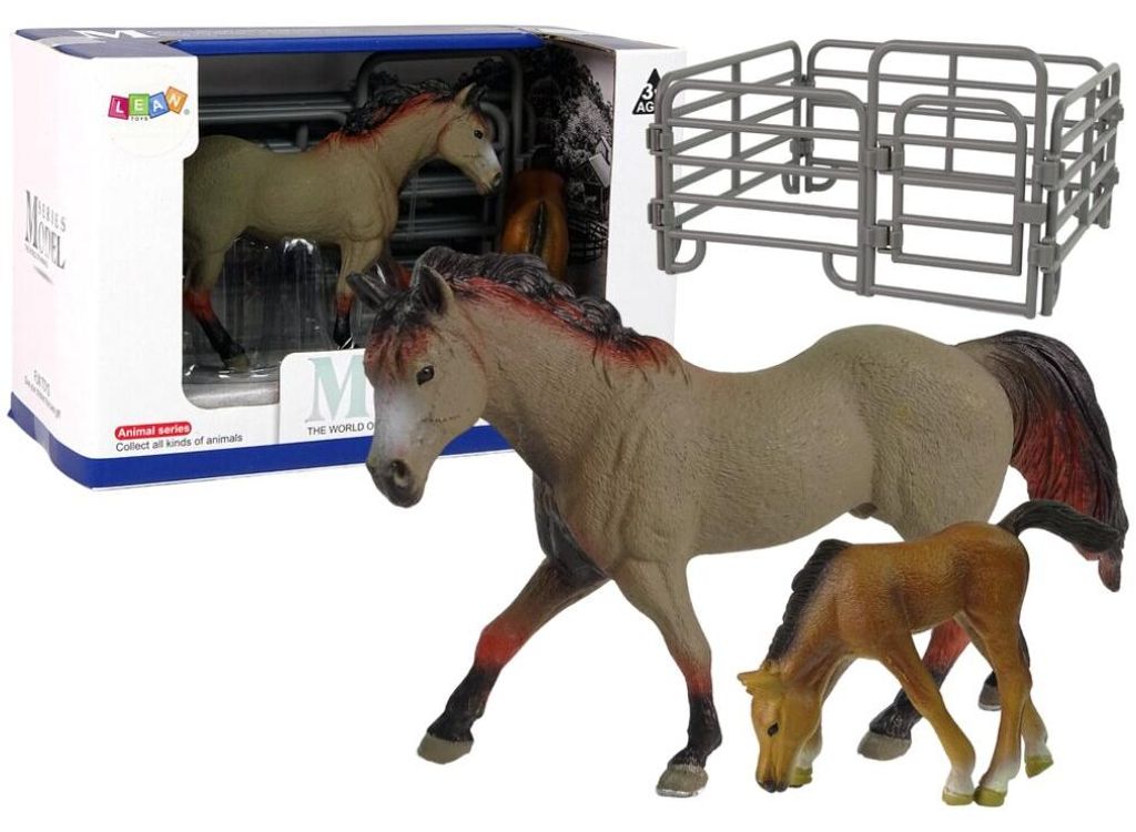 Leantoys Steinbock Pferd mit Fohlen und Zubehör