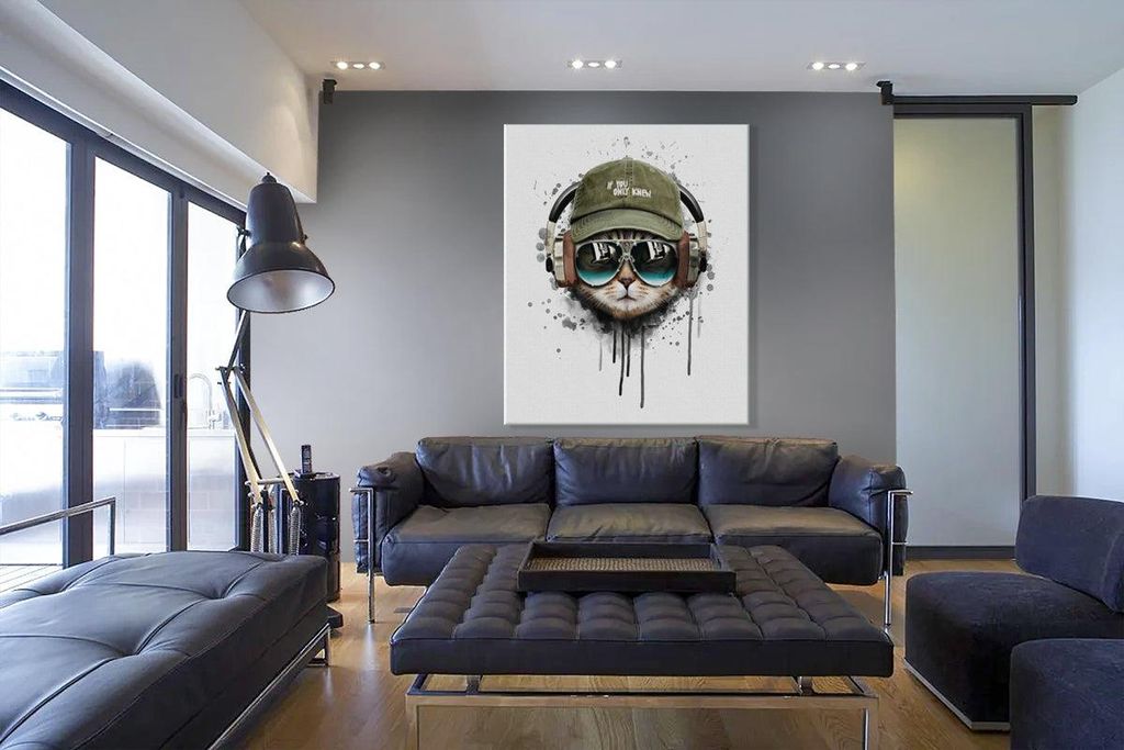 TopCat - Zeitgenössisches Leinwandbild auf Holzrahmen 130x130 cm