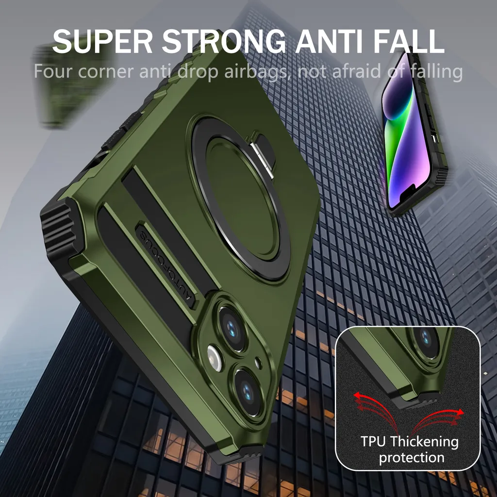 Custodia iPhone 15 Verde MagSafe con Anello: Design e Protezione - 4