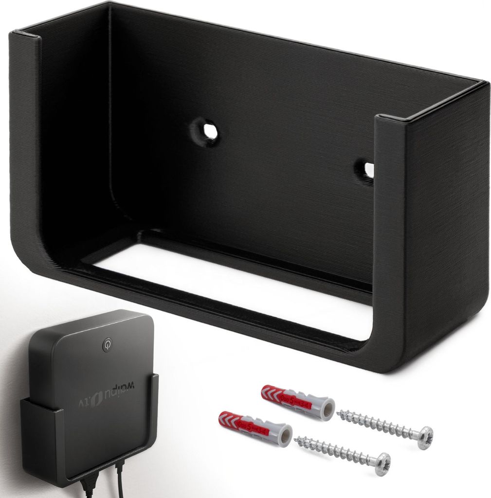 Wandhalterung passend für waipu.tv Box 4K Schwarz | Platzsparende TV Box Halterung inkl. Kabelmanagement | Robuste Halterung mit Schrauben und Kle...