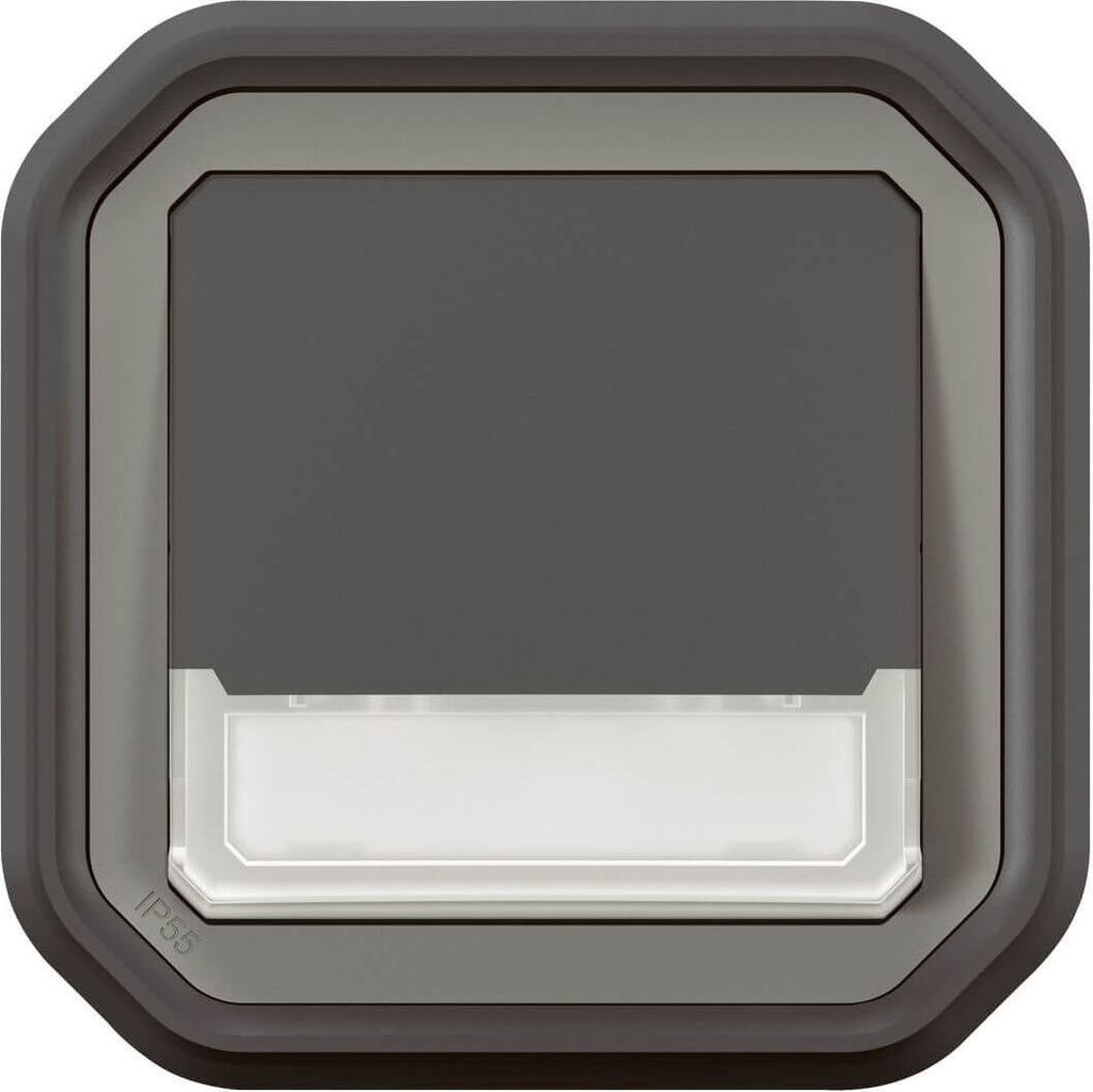 Legrand PLEXO New Feuchtraum Beleuchteter Umschalt-Drucktaster + Beschriftungshalter, Öffner + Schließer-Kontakt (NO+NC), 12V zum Verdrahten, ant...