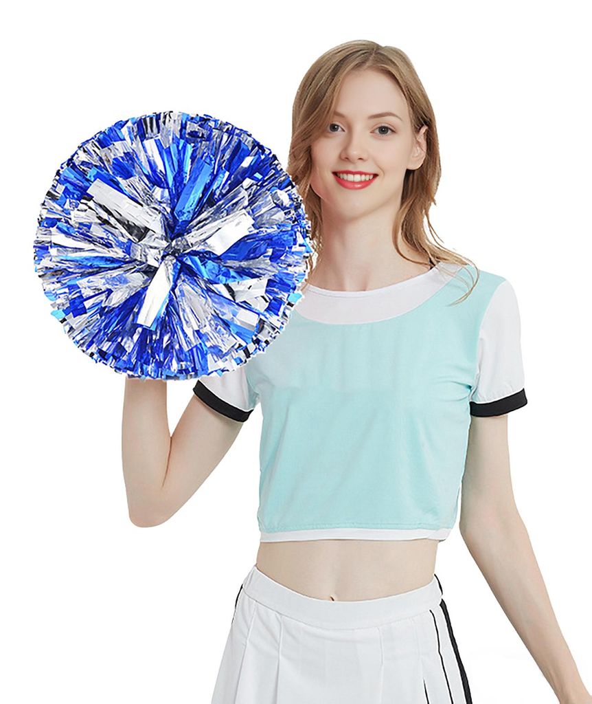 Cheerleading-Pompons mit Griff, farbenfrohe Pompons aus Metallic-Folie für Teamgeist, Sport, Tanz und Cheerleading-Partys