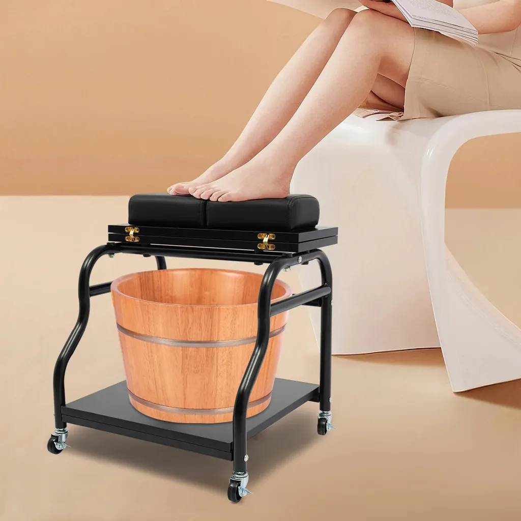 Table de soin pour bain de pieds et matériel de manucure pro à roulettes