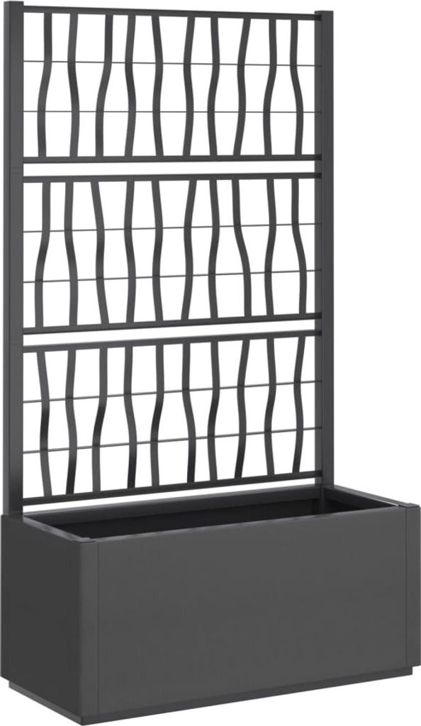 Pflanzkübel mit Rankgitter Dunkelgrau 80x36x140 cm PP