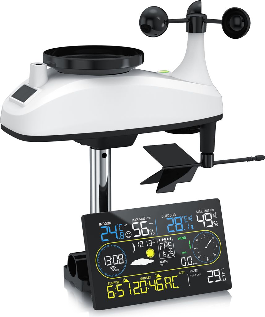 Brandson Wetterstation Funk mit Außensensor, Funkwetterstation, 7in1, WLAN, WiFi App Steuerung Tuya Smart Life, Temperatur, Luftfeuchtigkeit, Luft...