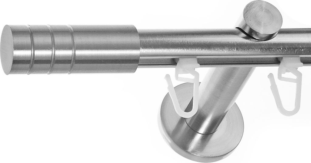 BASIT Innenlauf Gardinenstange Edelstahl Look 16mm Wandträger 1-läufig modern Zylinder H70 E28