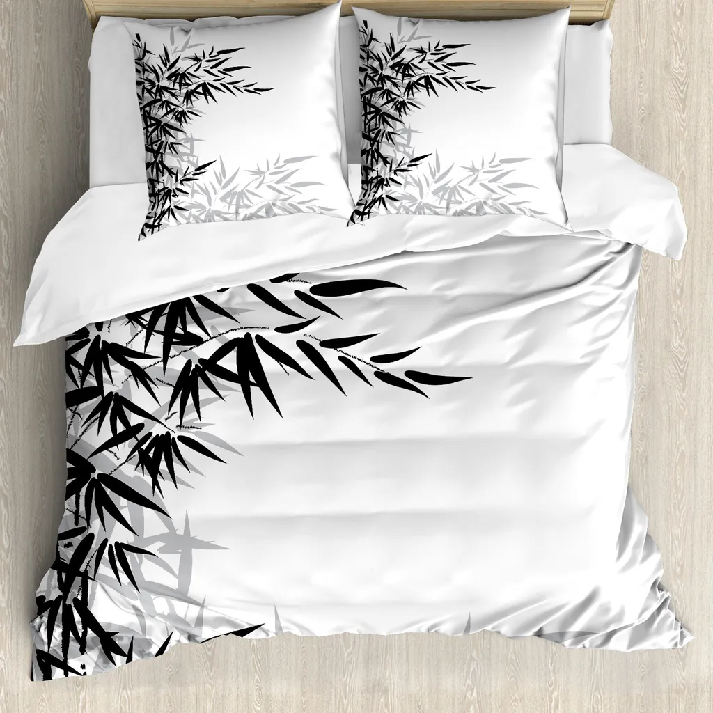 ABAKUHAUS Copripiumino Bambù 200x200 Antiacaro Bianco e Nero