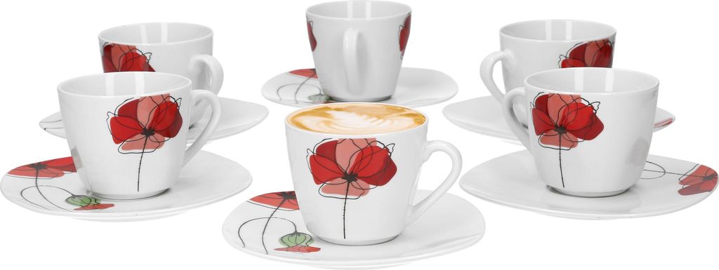 Van Well Monika 6er Set Kaffeetasse + Untertasse, Produktbild 