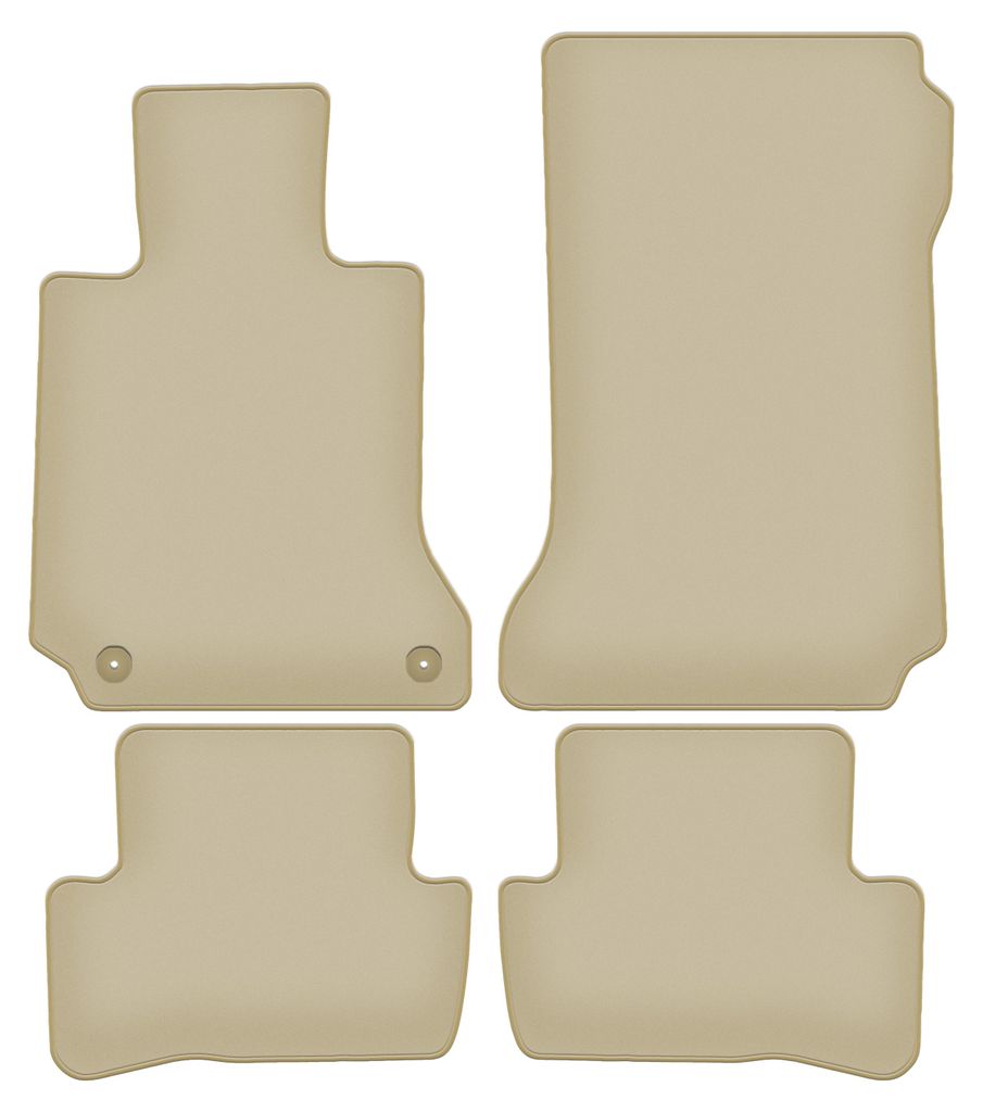 Velours-Fußmatten PREMIUM beige passend für Mercedes C W204 (2007-2014, Limousine, Kombi, Coupé) – mit Befestigungen – passgenau