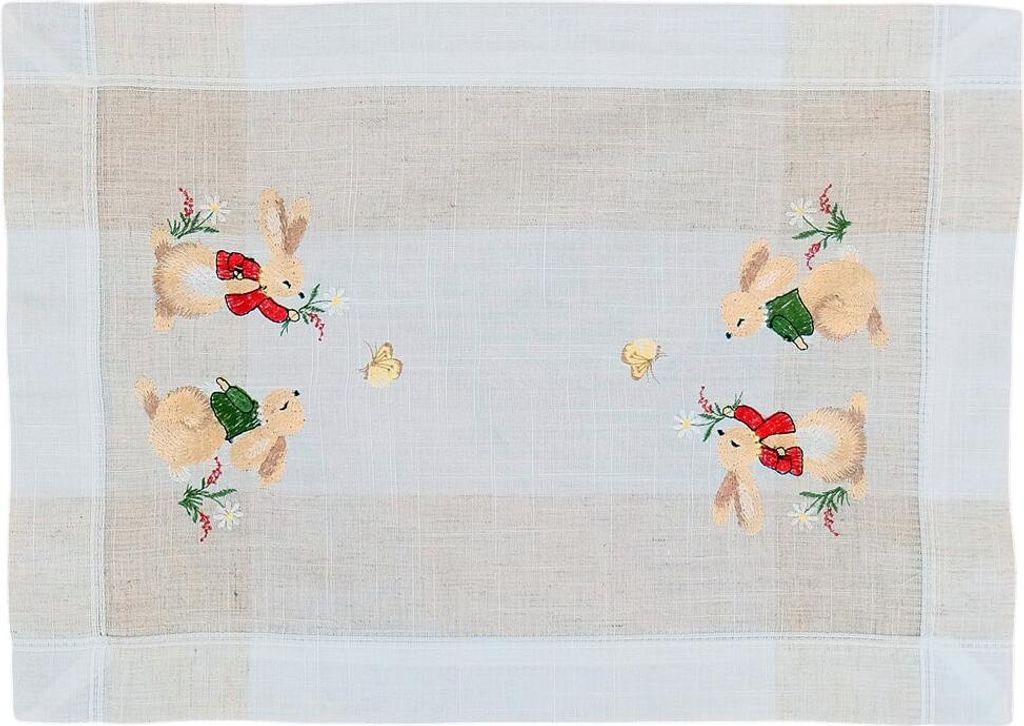 Tischläufer ZITA Osterhasen & Schmetterlinge Polyester 35 x 50 cm