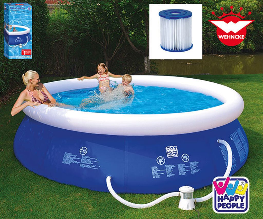 HAPPY PEOPLE® Quick-Up-Pool 3681,0 l blau 300,0 x 76,0 cm Produktbild 