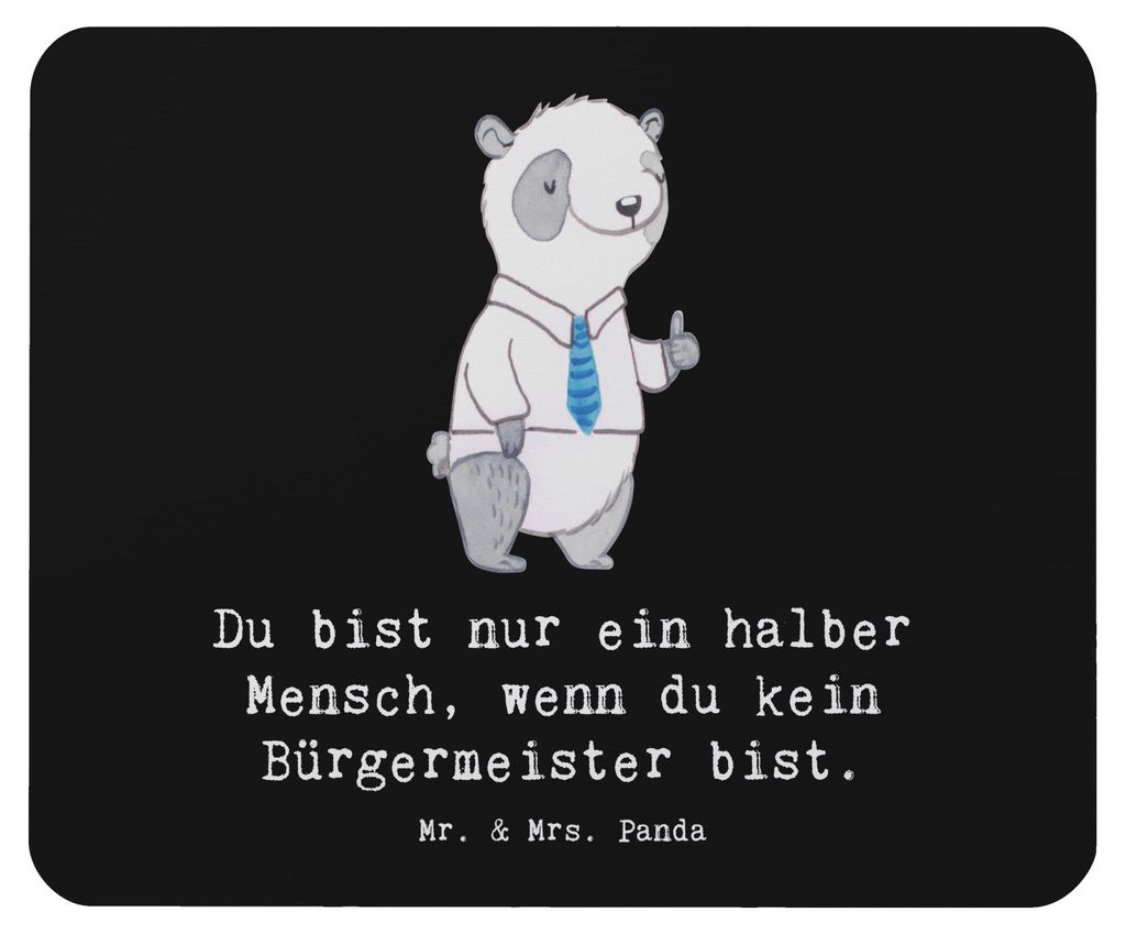Mr. & Mrs. Panda Mauspad Bürgermeister Herz - Schwarz - Geschenk, Witzig, pc mousepad, Rathaus, Wahlen, computer, Mouse Pad, mousematte, Stadt