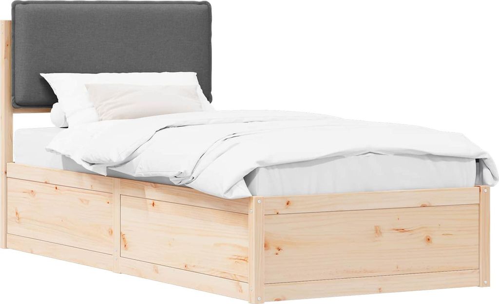 Bettgestell mit gepolstertem Kopfteil Dunkelgrau 80 x 200 cm