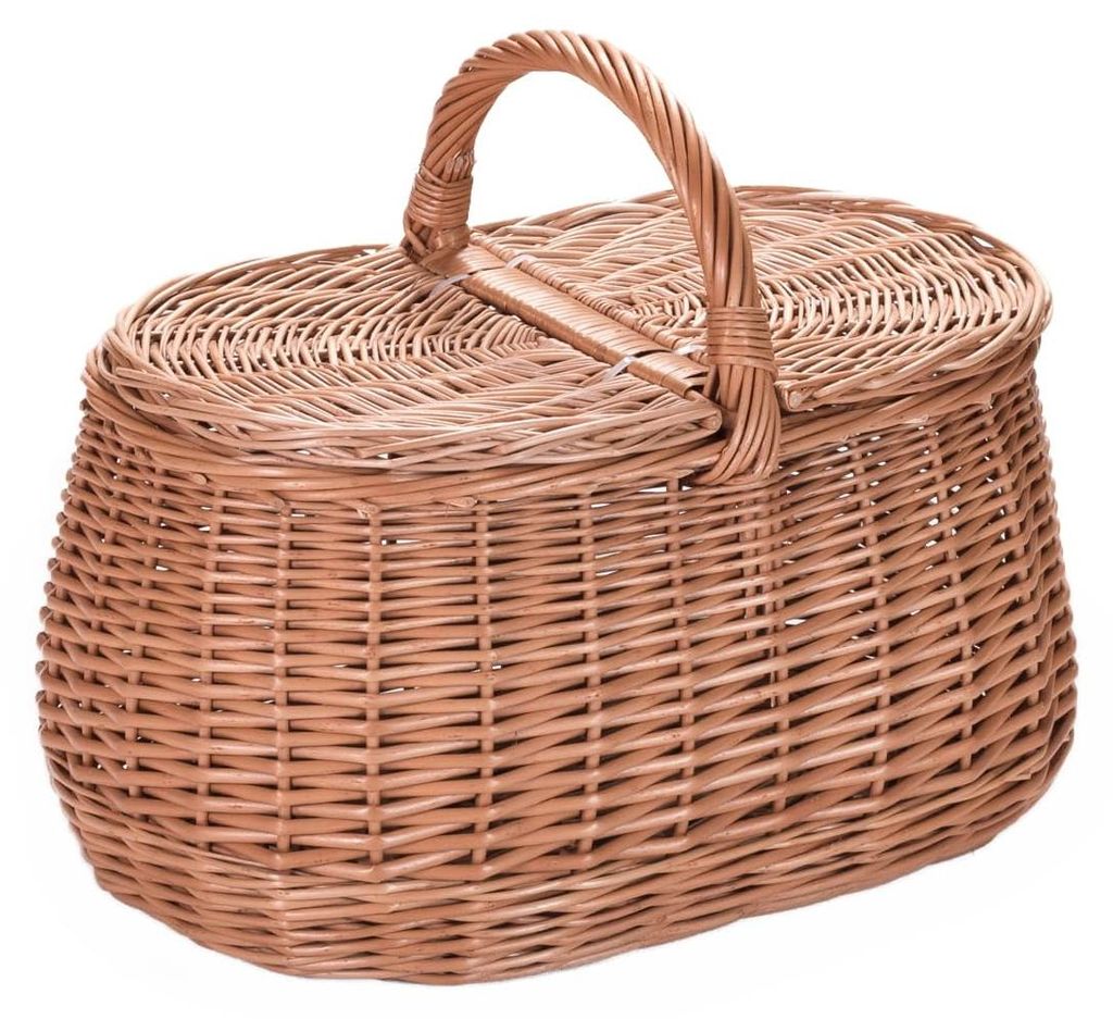 Wiklinowy Świat Picknickkorb mit Deckel geflochten 2 Personen leer - Einkaufskorb Obstkorb, Gartenkorb, Henkelkorb Weidengeflecht für Einkauf, in...
