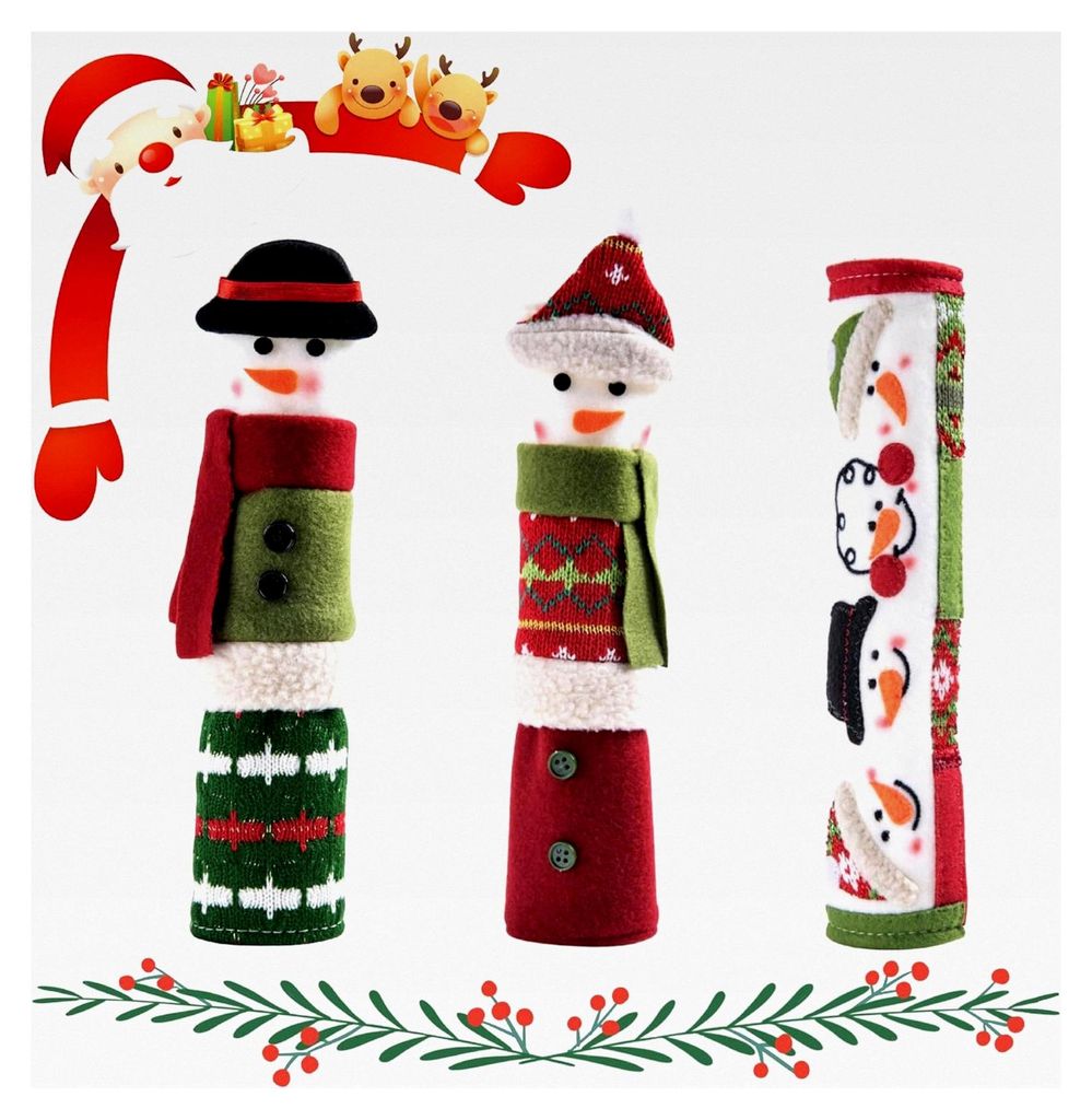 3 Stück Weihnachts-Kühlschrankgriffabdeckungen, Kühlschrankhandschuhe, Weihnachtsmann-Motive, Kühlschrank-Türgriff-Abdeckung, Heimdekoration f...