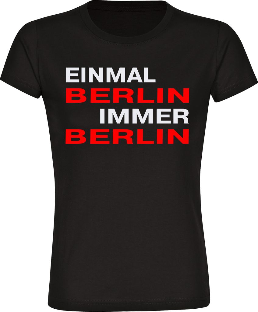multifanshop Damen T-Shirt - Berlin rot - Einmal Immer, schwarz, Größe 3XL