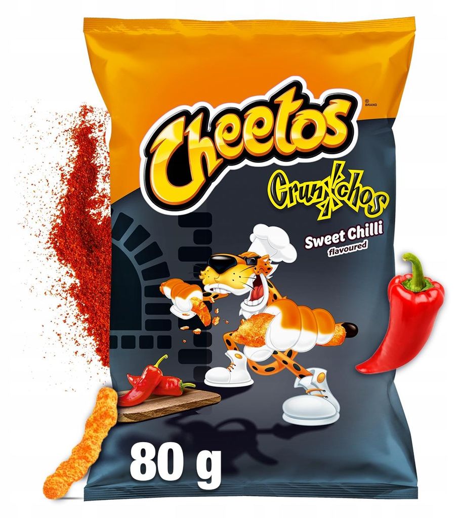 Kukuřičné chipsy Chee Crunchos s příchutí sladkého chilli, Obrázek produktu 