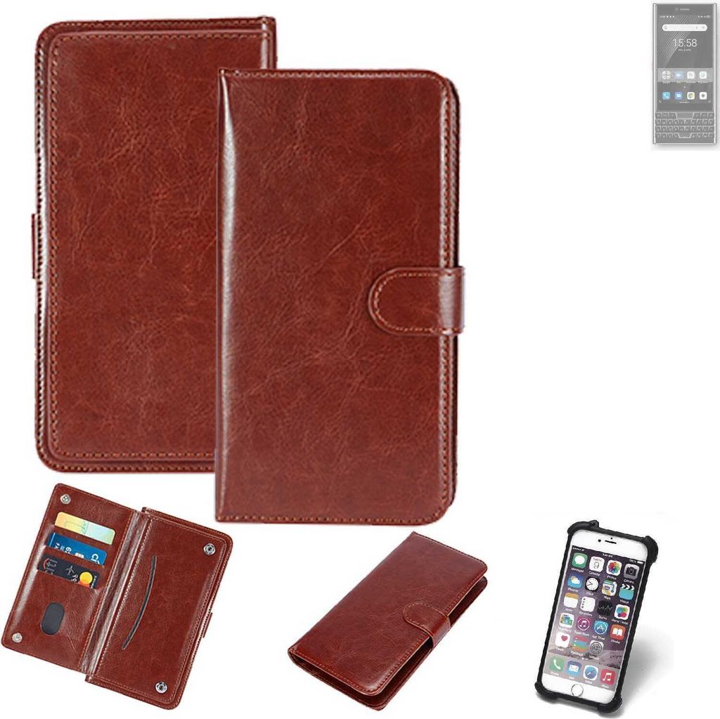 K-S-Trade 360° Hülle kompatibel mit Unihertz Titan Slim braun Kunstleder Case BookCase WalletCase Kunstlederederhülle Handyhülle, Rundumschutz
