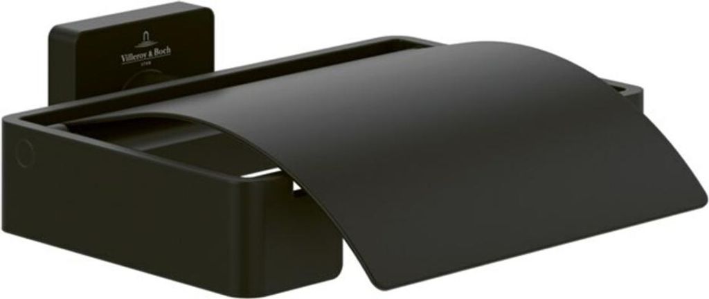 V&B Toilettenpapierhalter Elements Striking 131x45x115mm, mit Deckel, matt black