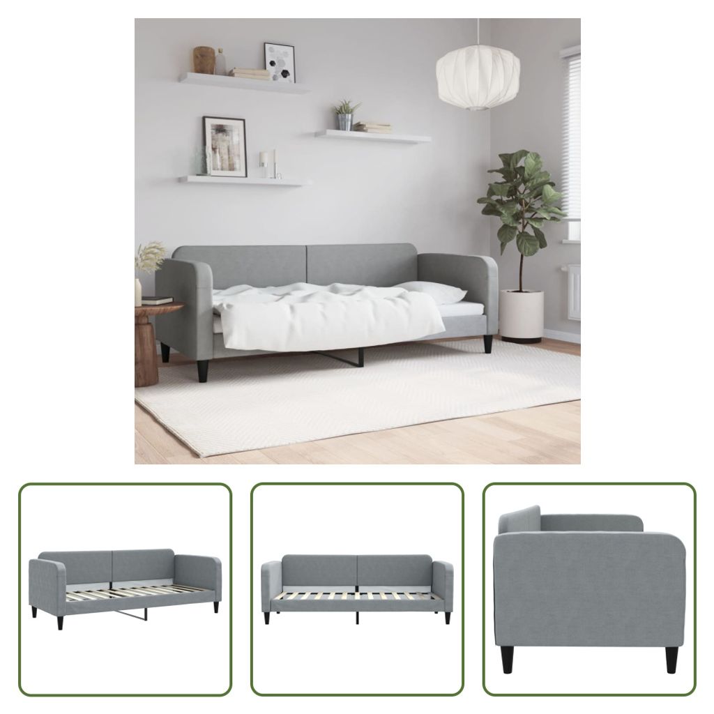 The Living Store Tagesbett Hellgrau 80x200 cm Stoff
