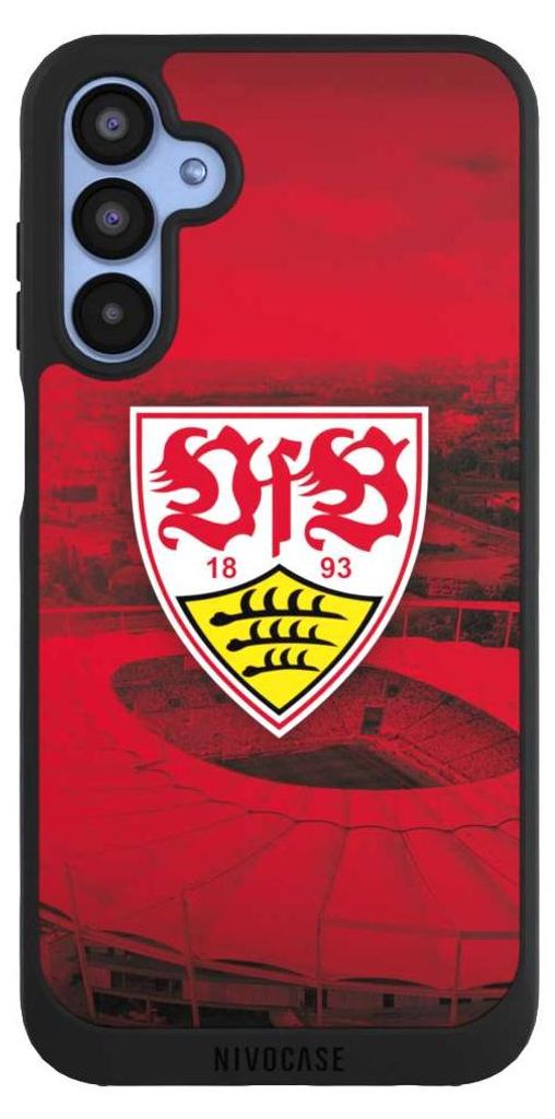 NIVOCASE Handyhülle für Samsung Galaxy A15 5G Hülle NIVOpure Case Schwarz Offizielles Lizenzprodukt Stadion VfB Stuttgart