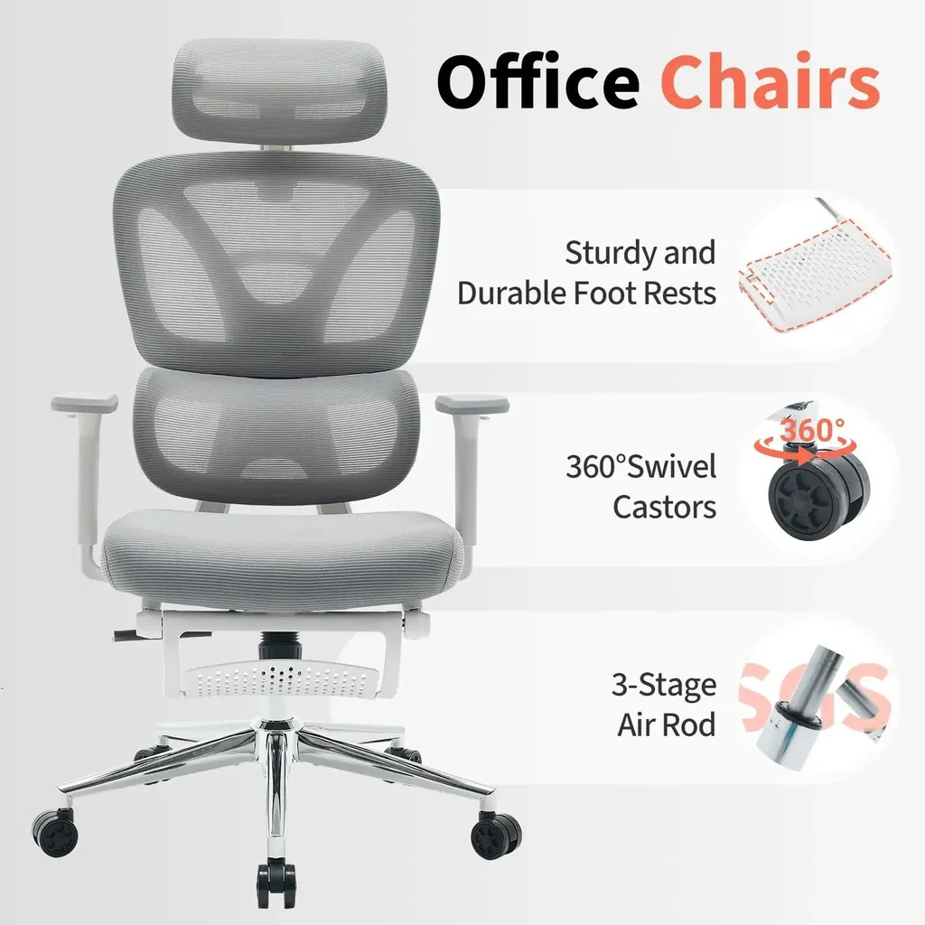 Siège ergonomique anti-mal de dos - Soutien lombaire et repose-pieds