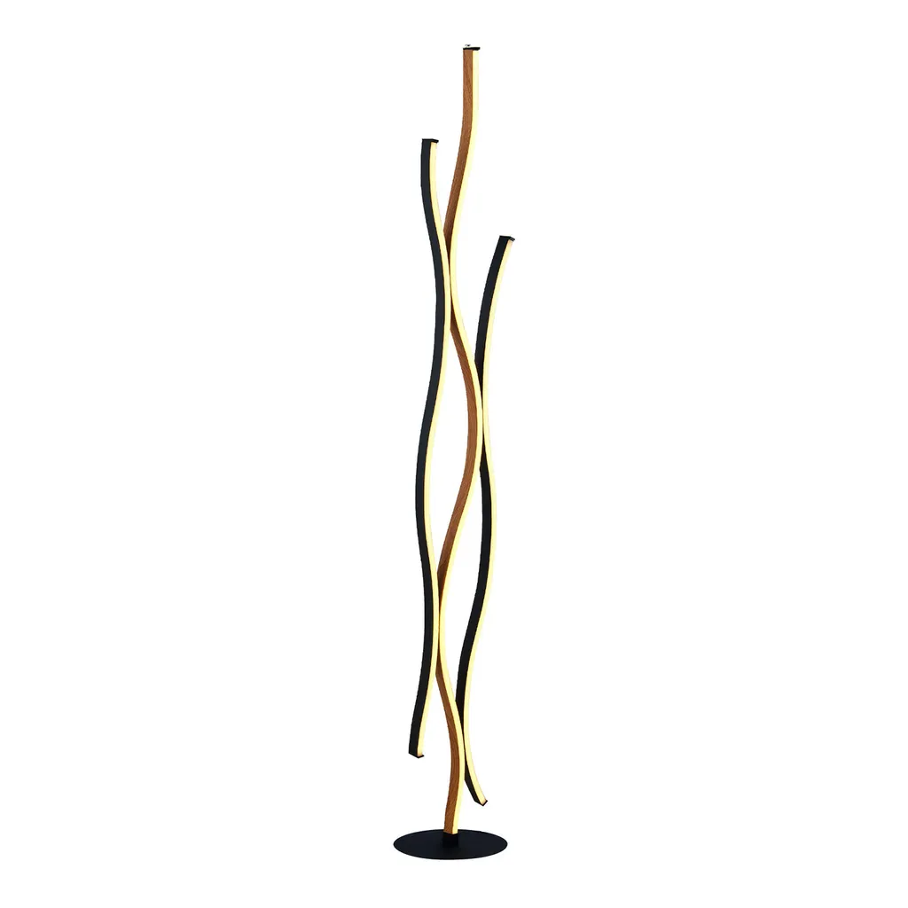 Lampadaire LED de Lecture Swirl Noir Effet Bois pour Déco Salon Moderne