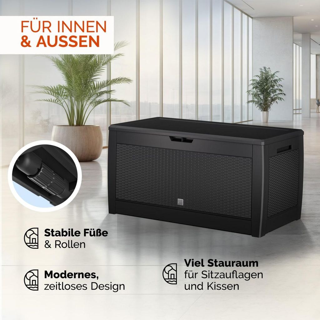 Garten Auflagenbox 310 Liter Aufbewahrungsbox Rattanoptik