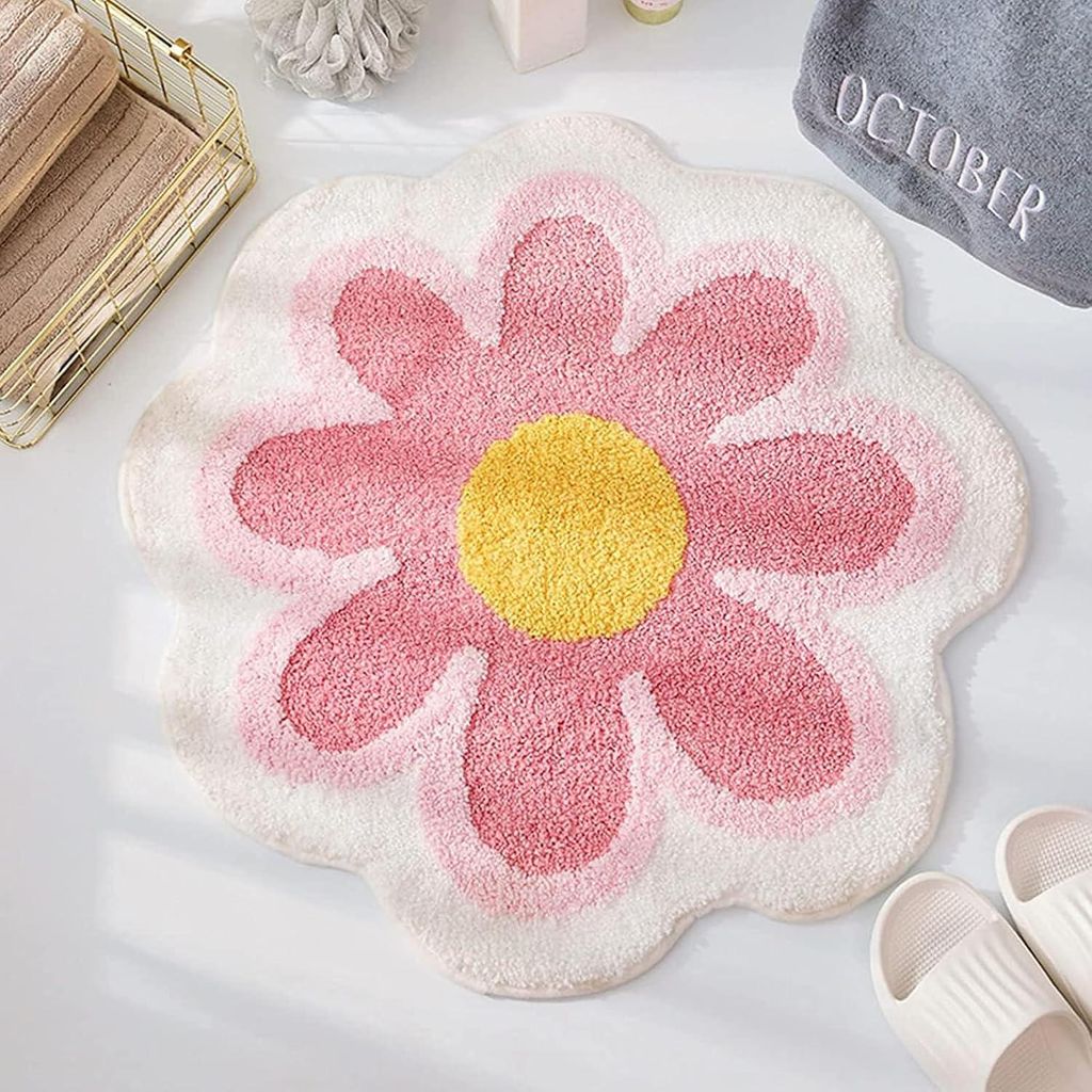 Weiche und rutschfeste Badematte – Hohe Saugfähigkeit – Für Badezimmer, Küche, Wohnzimmer, Toilette – 60 x 60 cm (Rosa)