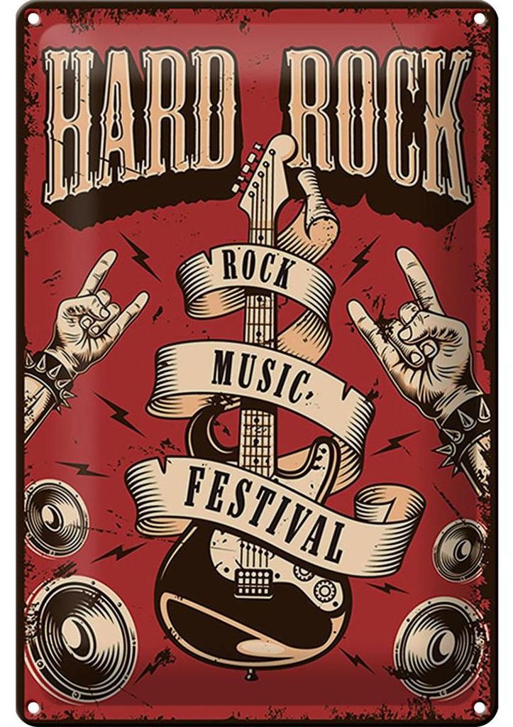 Blechschild Retro 20x30cm hard Rock Music festival