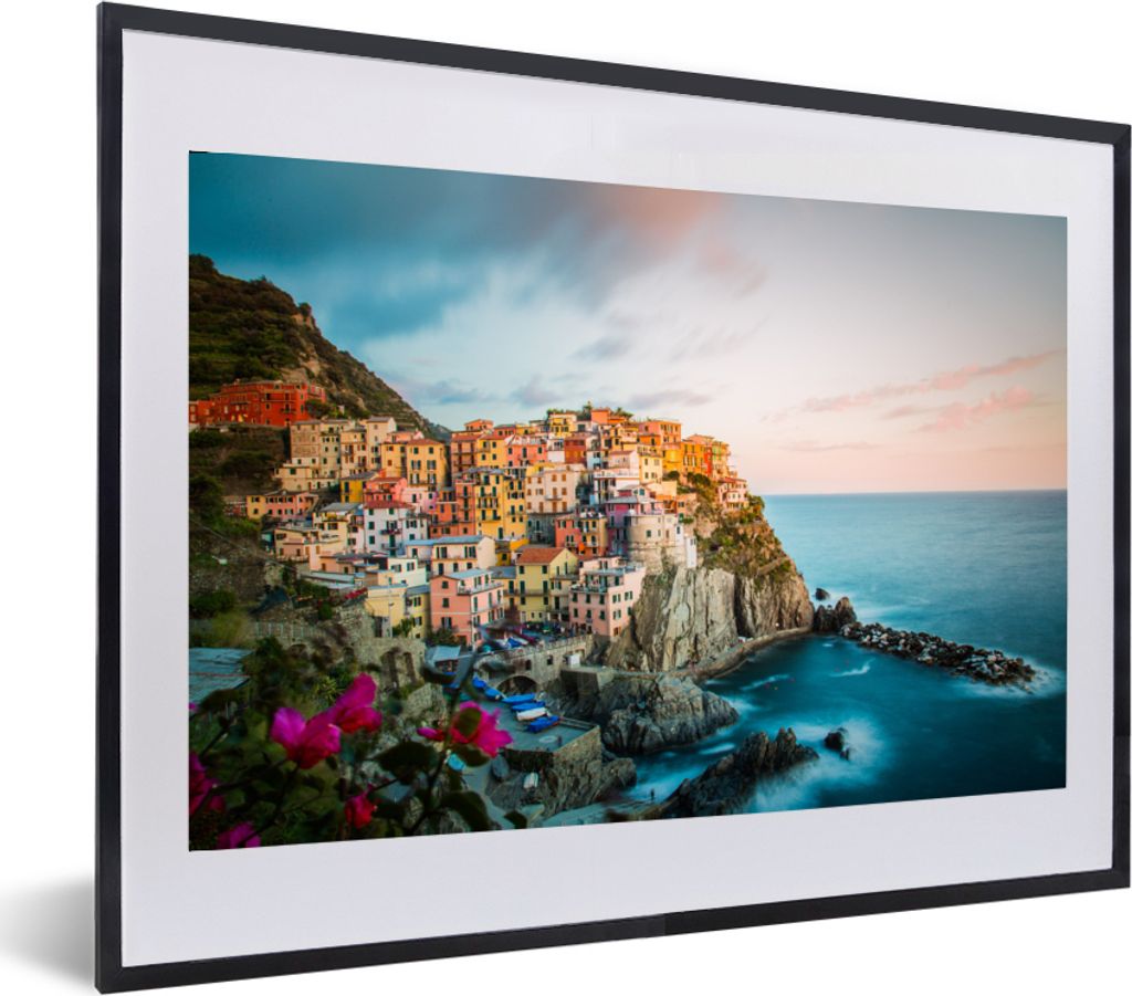 MuchoWow MuchoWow Gerahmtes Poster Italien - Felsen - Monterosso 60x40 cm - Poster mit zchwarzem Bilderrahmen - Schlafzimmer - Plakat in Rahmen...