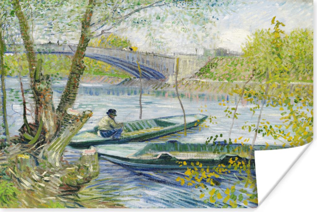 MuchoWow Poster Angeln im Frühling - Vincent van Gogh 120x90 cm - Wandbild