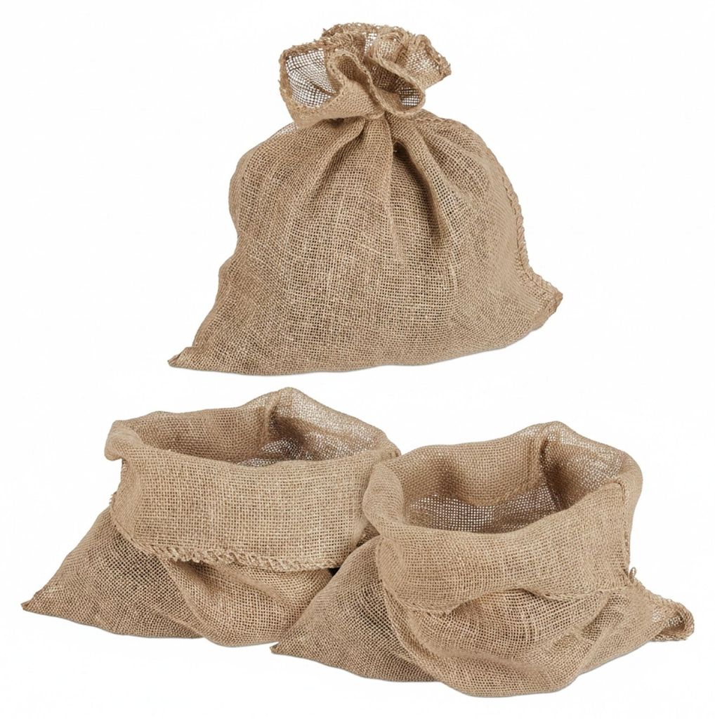 Sacs en jute Relaxdays, lot de 3, H x L : 55 x 50 cm, sacs Image du produit 